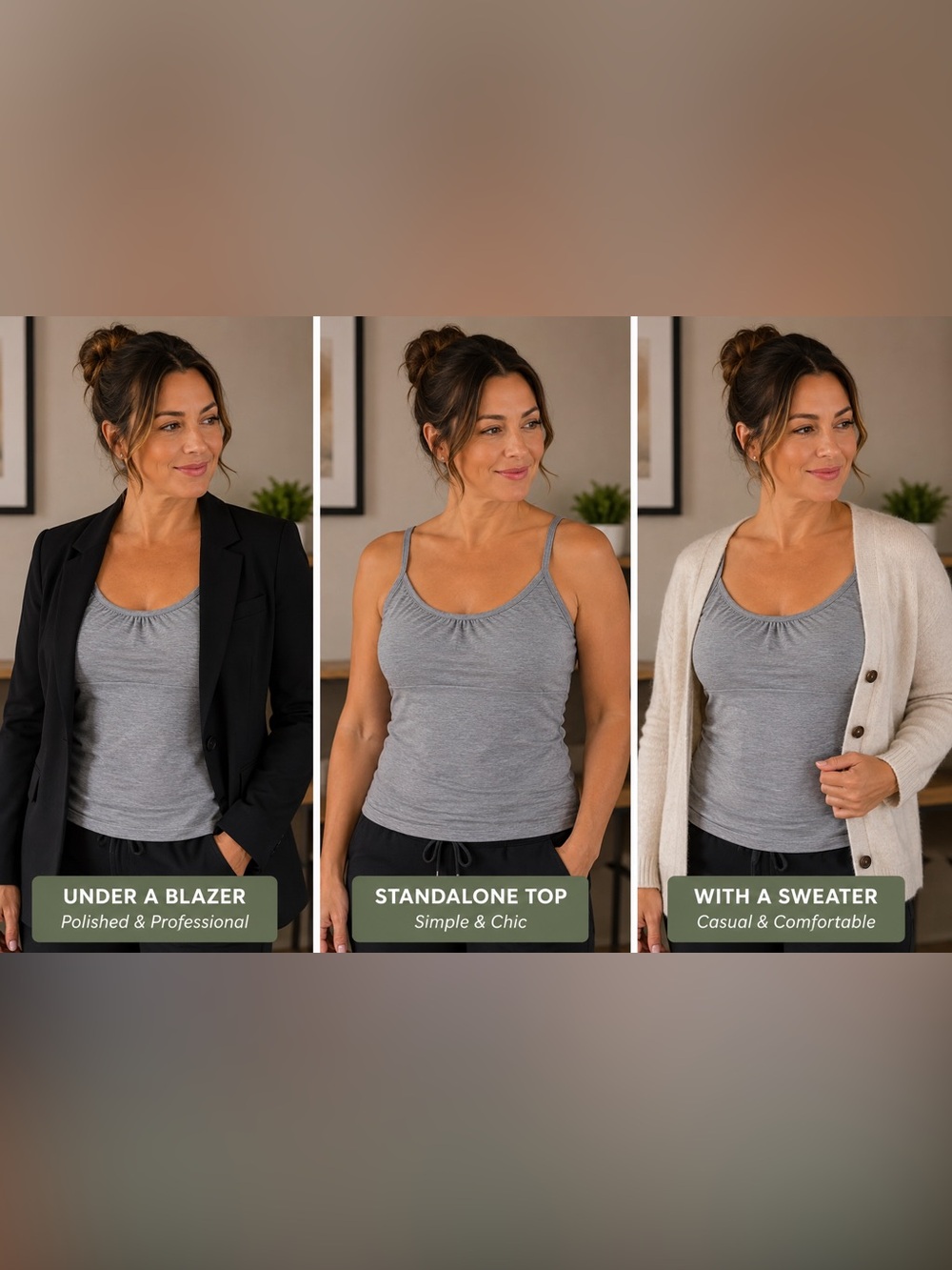 Flexees Light Gray Stretch Camisole Tank